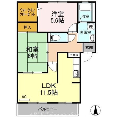 パインズコート新居　Ｄ棟の物件間取画像